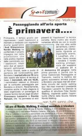 RASSEGNA STAMPA APRILE 2014 PARTE 1 - dimensione nordic walking asd