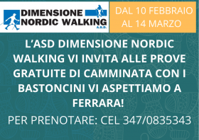 10 FEBBRAIO 14 MARZO LEZIONI DIPROVA GRATUITE CON DOCENTE DI NORDIC WALING E LAU - dimensione nordic walking asd