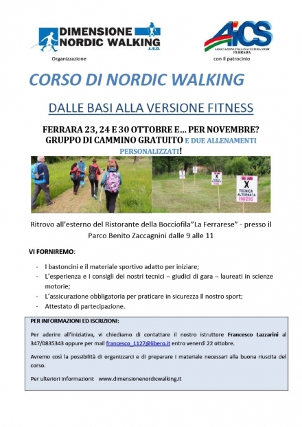 IN PARTENZA CORSI BASE DI NORDIC WALKING PER OVER 60 E NORDIC FITNESS - dimensione nordic walking asd