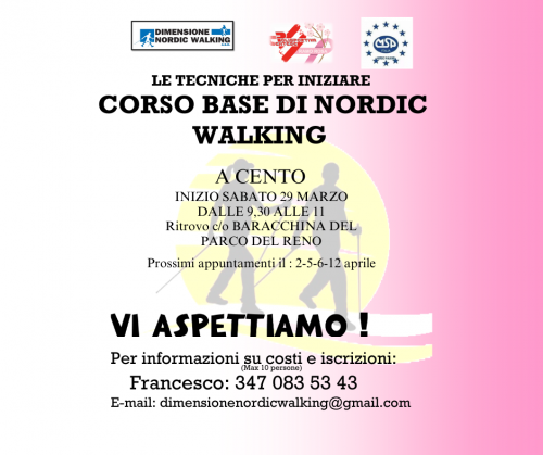 CORSO DI BASE A CENTO MARZO - APRILE - dimensione nordic walking asd